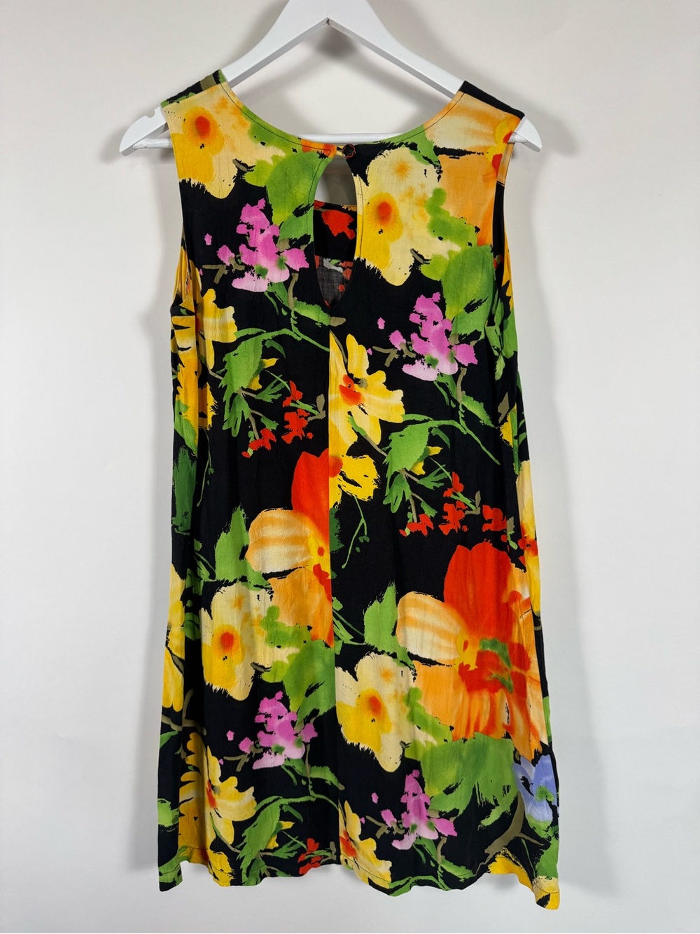 Jams World Vintage Dress Flora Grande BLK Hawaiian Tropical Resort Vacation M - Picture 5 of 10